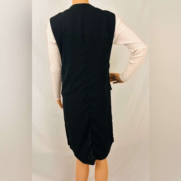LUSH - Black Sleeveless Long  Open Front Polyester Vest with Side Slits … - Picture 6 of 11
